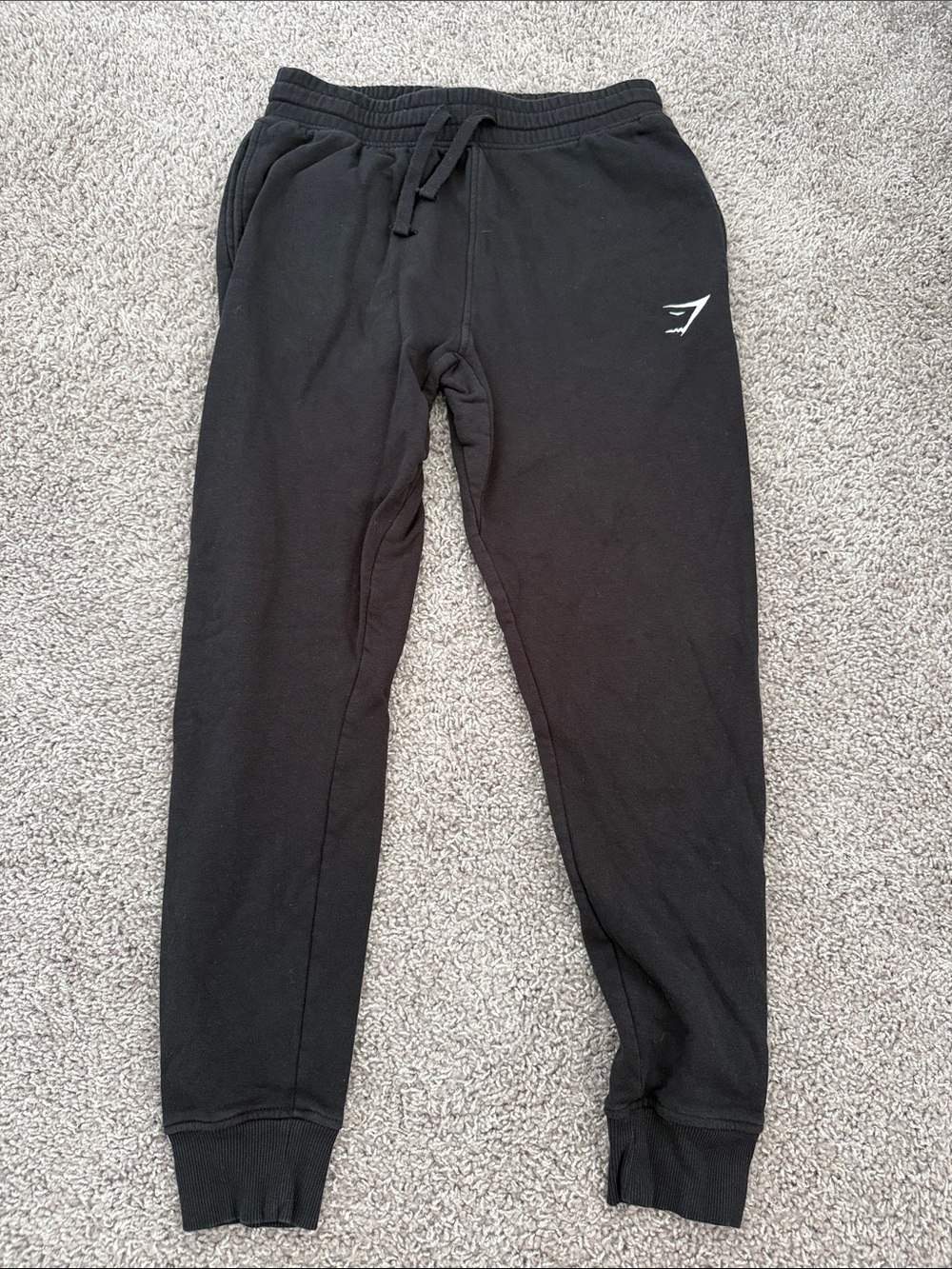 Gymshark Black Slim Tapered Joggers with White Logo - Picture 1 of 1